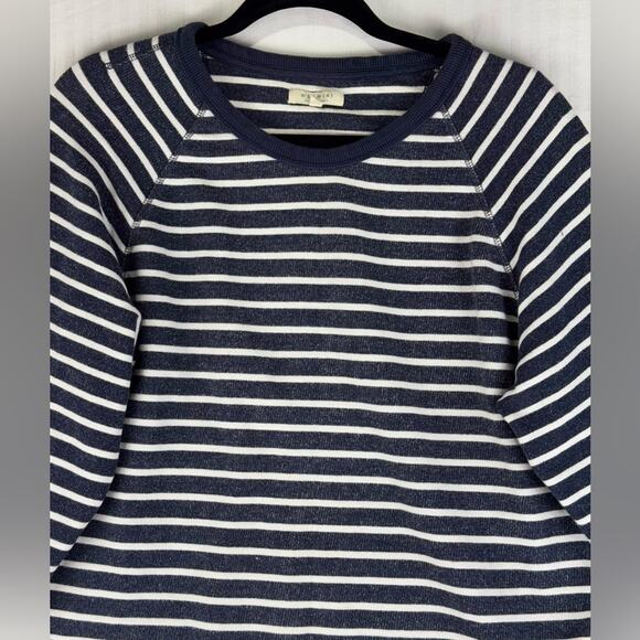 Mile(s) By Madewell Navy Blue & White Striped Pullover Sweatshirt Size Medium - Picture 2 of 8